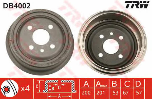 TRW DB4002 Tambor de freno trasero  en stock Salamanca