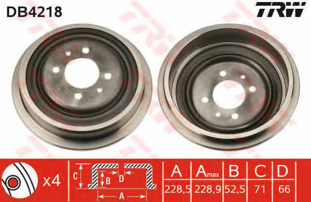 Tambor de freno trasero DB4218 TRW