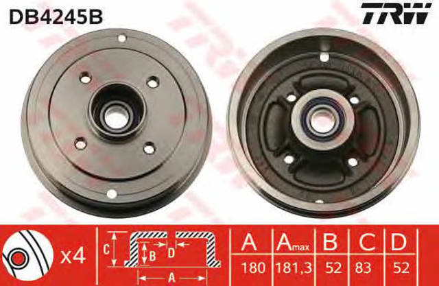 TRW DB4245B Tambor de freno trasero  en stock Valencia