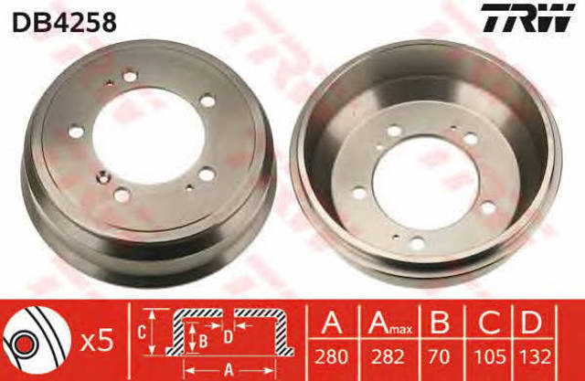 Tambor de freno trasero DB4258 TRW
