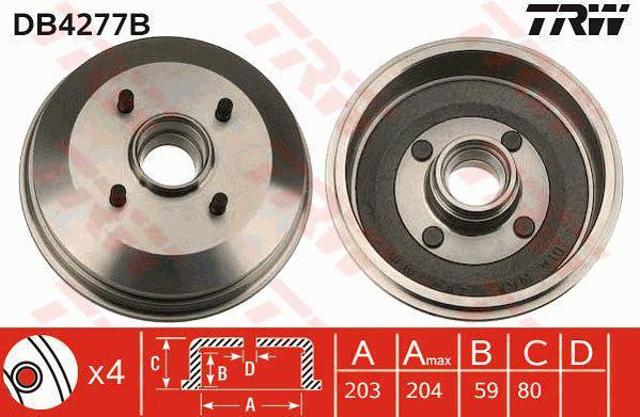 Tambor de freno trasero DB4277B TRW