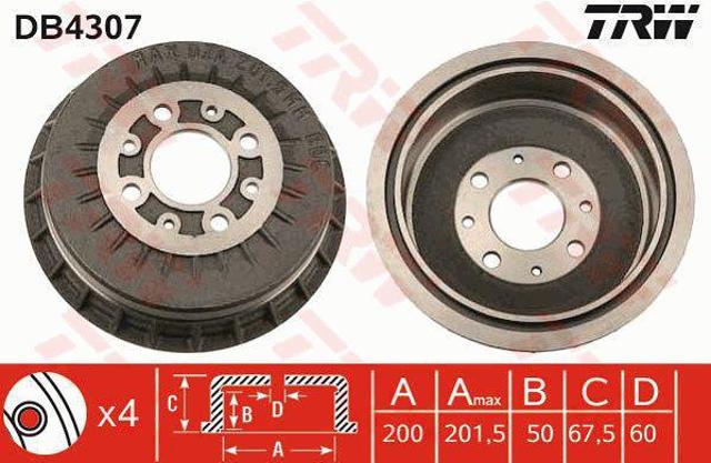 Tambor de freno trasero DB4307 TRW
