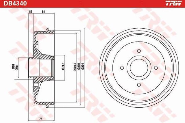 Tambor de freno trasero DB4340 TRW