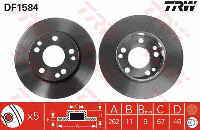 TRW DF1584 Disco de freno delantero  disponible Lugo