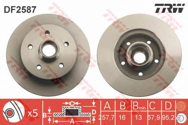 Freno de disco delantero DF2587 TRW