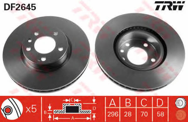 Freno de disco delantero DF2645 TRW