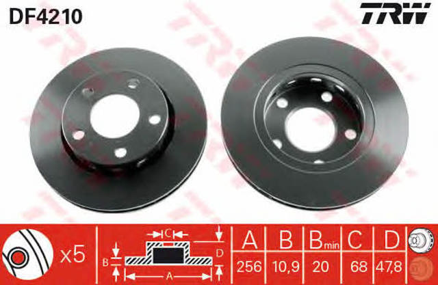 Freno de disco trasero DF4210 TRW