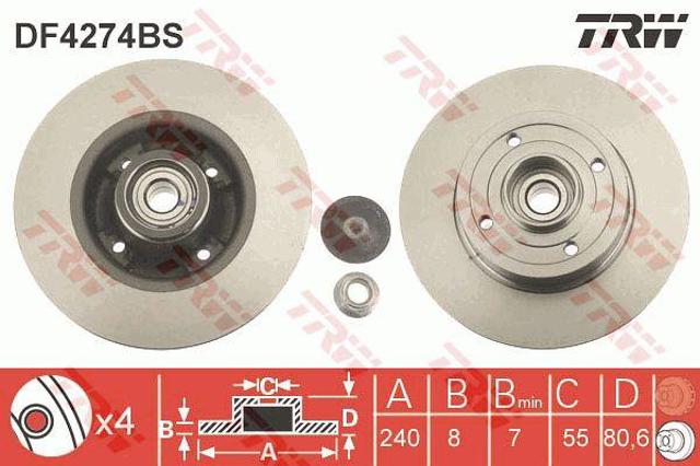 TRW DF4274BS Disco de freno trasero comprar Barcelona