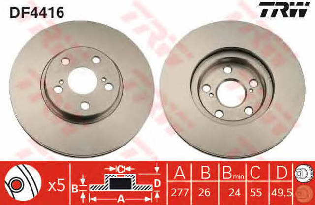 TRW DF4416 Disco de freno  en stock Terrassa