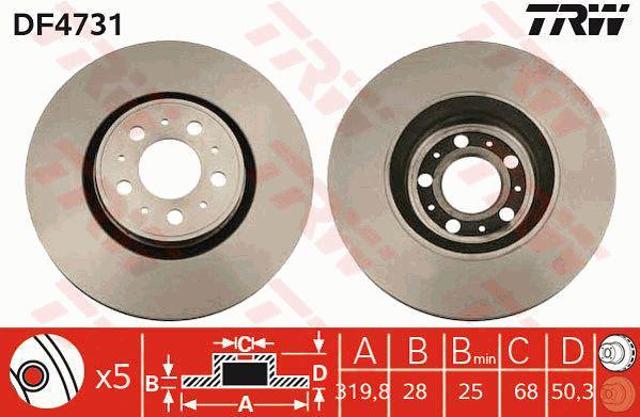 TRW DF4731 Disco de freno delantero  disponible España