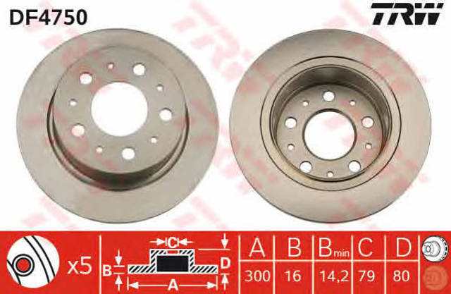 DF4750 TRW Disco de freno trasero comprar Alcalá