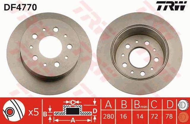 DF4770 TRW Disco de freno trasero  en stock Huelva