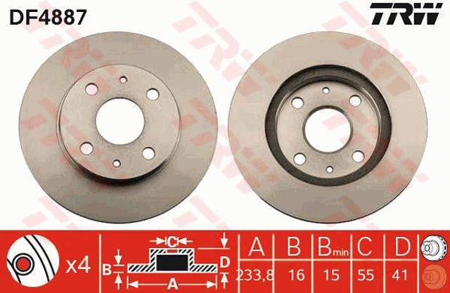 Disco de freno DF4887 TRW