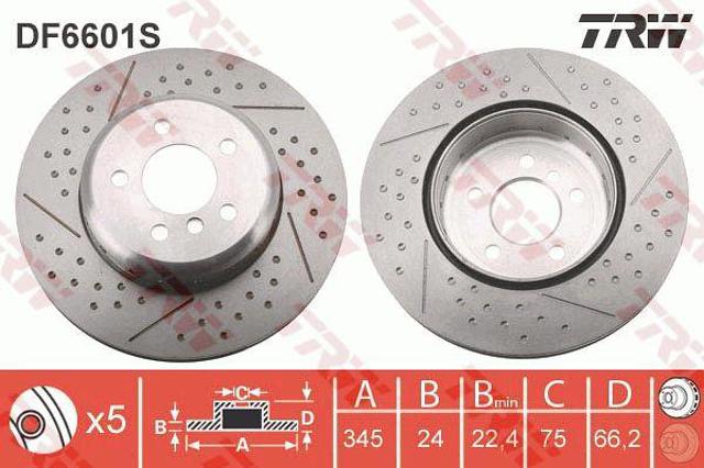 Freno de disco trasero DF6601S TRW