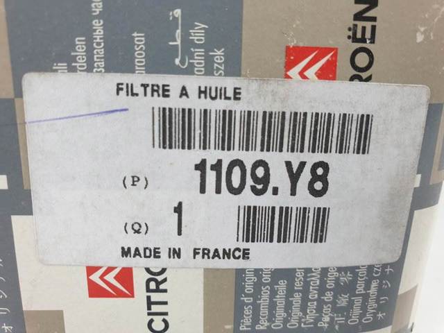 PEUGEOT 1109Y8 Filtro de aceite  disponible España