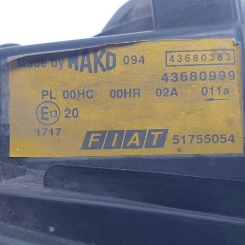 Faro delantero derecho 51755054 FIAT