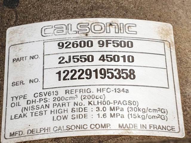 Compresores de aire acondicionado 926009F500 NISSAN