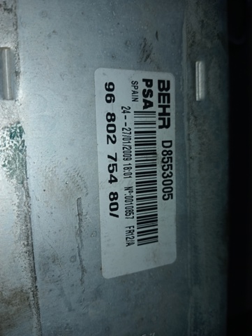 Radiador de aire de admisión 9680275480 PEUGEOT