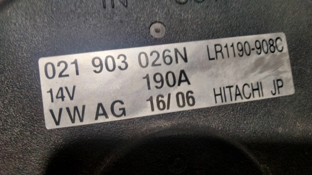 Alternador del motor 021903026N VAG