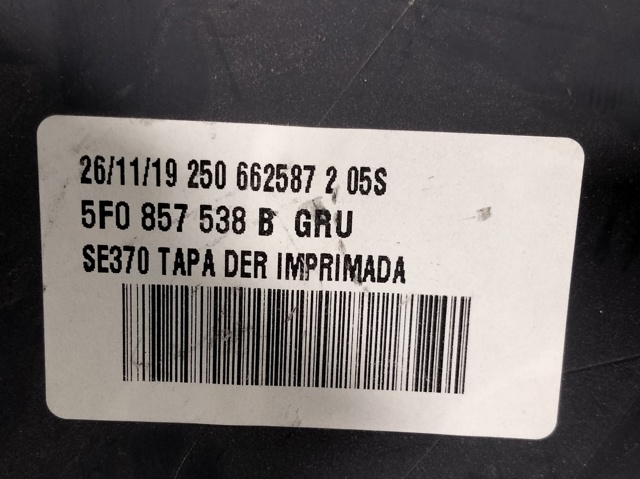 Cubierta De Espejo Retrovisor Derecho 5F0857538B VAG