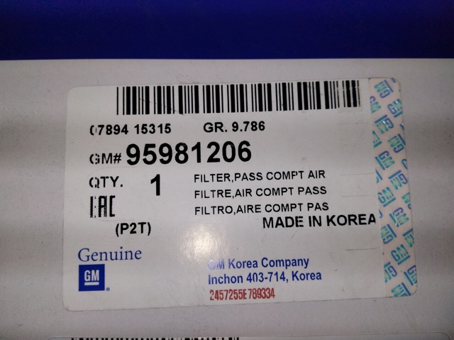 Filtro antipolen 95981206 GM