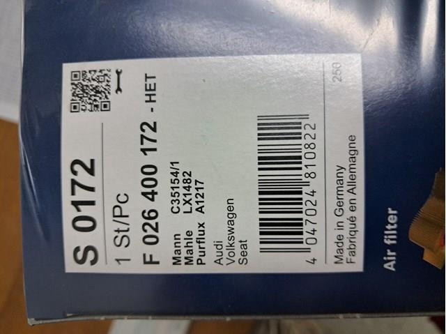BOSCH F026400172 Filtro de aire comprar Pamplona