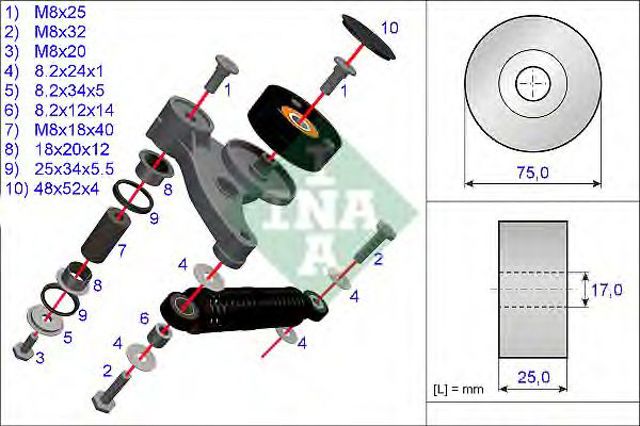 533011810 INA Tensor de correa poli V  en stock Gandía