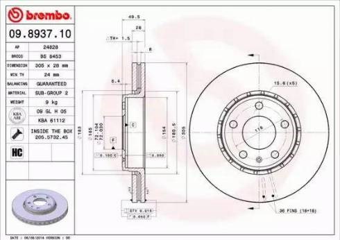 09893710 BREMBO Freno de disco delantero  comprar en Jaén