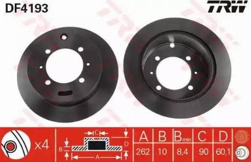 TRW DF4193 Disco de freno trasero  disponible España