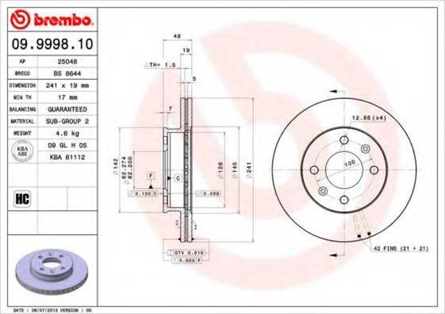 BREMBO 09999810 Freno de disco delantero  disponible Valladolid