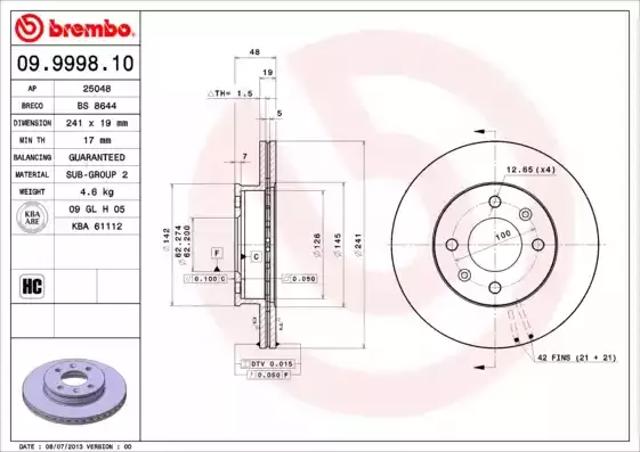 09999810 BREMBO Freno de disco delantero  comprar en Lleida