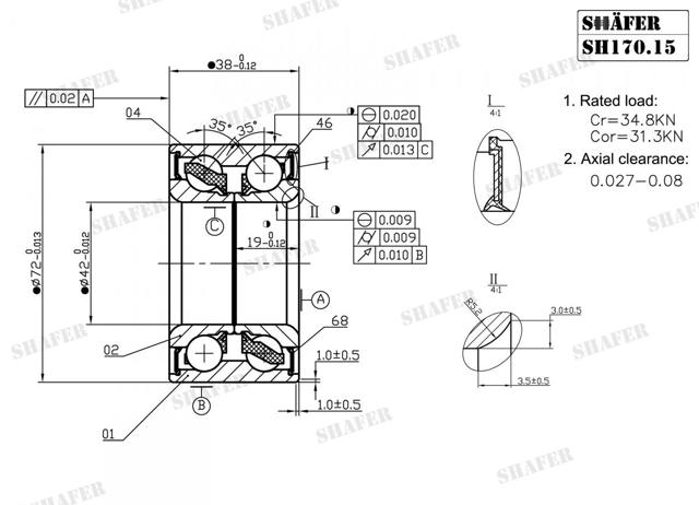 SH17015 SHAFER Cojinete de rueda delantero  en stock Huelva