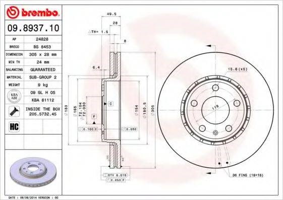 BREMBO 09893710 Freno de disco delantero  disponible España