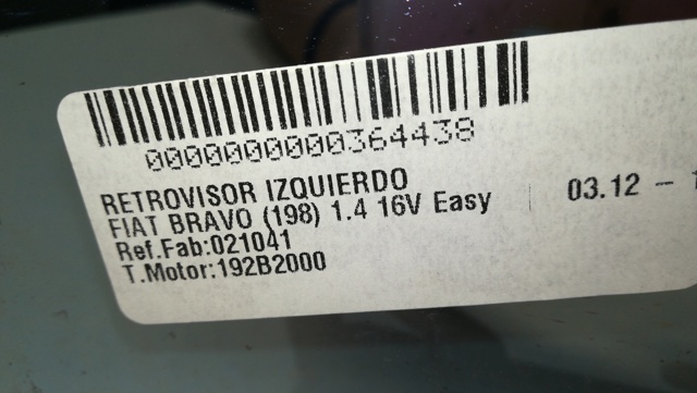 021041 FIAT Espejo de retrovisor izquierdo  en stock Gandía