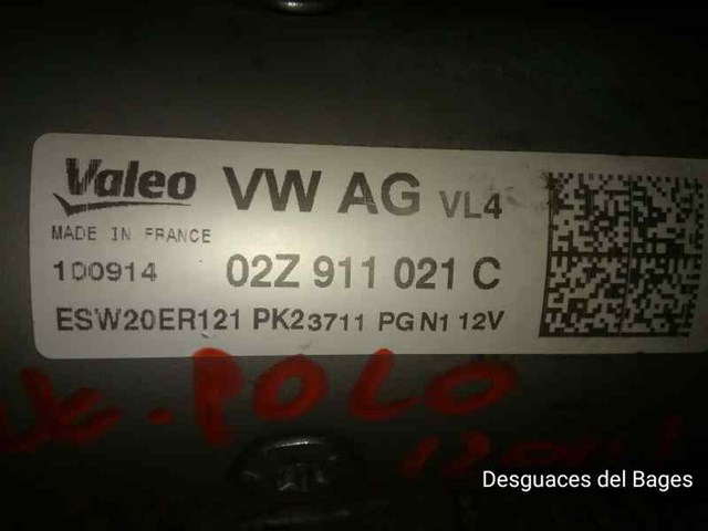 Motor arranque para volkswagen polo (6r1,6r1) (2009-2014) 02Z911021C