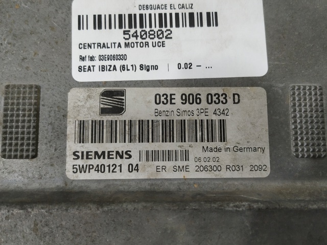 VAG 03E906033D ECU  en stock Terrassa