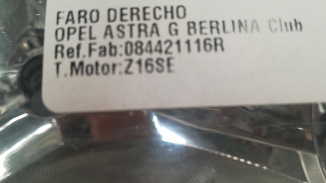 OPEL 084421116R Faro derecho  comprar en Ponferrada