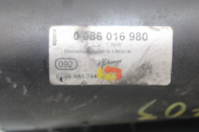 0986016980 Motor de arranque  comprar en Zaragoza