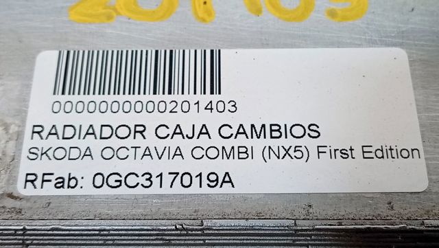 Radiador de refrigeración de la transmisión 0GC317019A VAG