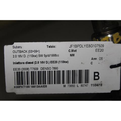 Inyector de combustible Subaru Legacy 4 B13