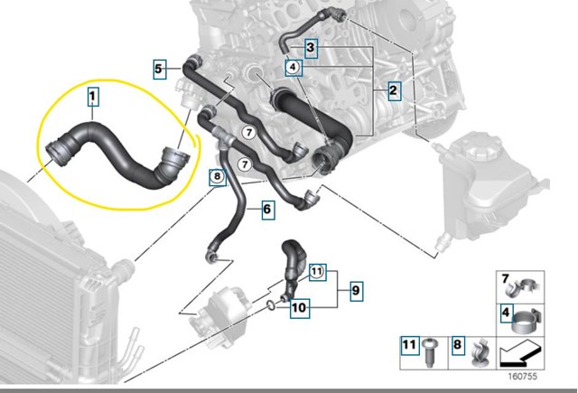 17127797258 BMW Manguera inferior del radiador  en stock Huelva