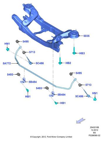 Estabilizador trasero 1788029 Ford