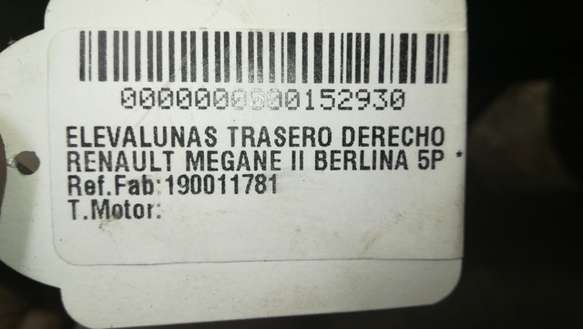 190011781 Mecanismo de elevalunas de la puerta trasera derecha comprar Girona