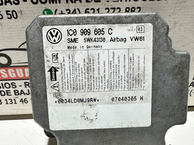 1C0909605C Módulo de control de airbag  disponible Málaga