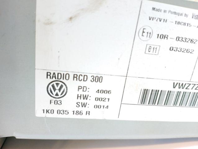 Sistema audio / radio cd para volkswagen golf v   berlina (1k1) conceptline (e)   /   0.03 - ... bxe 1K0035186R