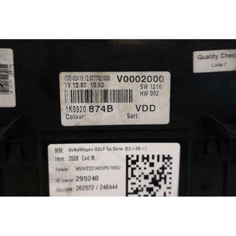 VAG 1K0920874B Tablero de instrumentos  disponible Valladolid