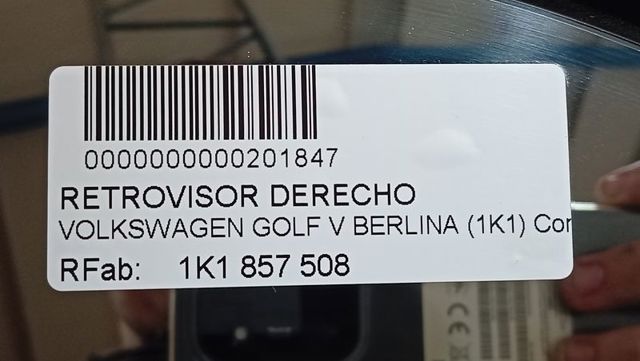 VAG 1K1857508CN Espejo de retrovisor derecho  en stock Valencia