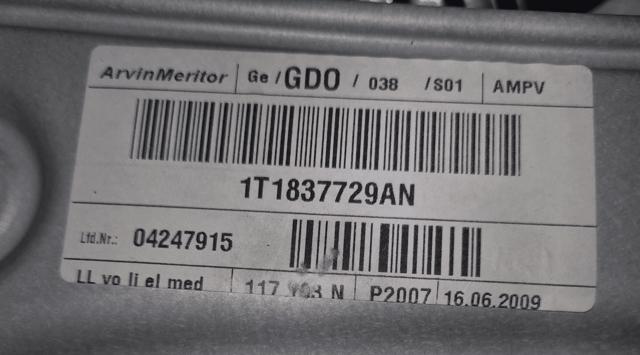 1T1837461B Mecanismo de elevalunas delantero izquierdo  en stock Sabadell