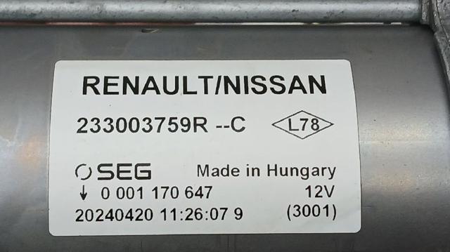 RENAULT 233003759R Motor de arranque  en stock Valencia