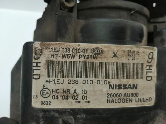 Faro izquierdo para nissan primera hatchback 1.9 dci f9q 26060AU800